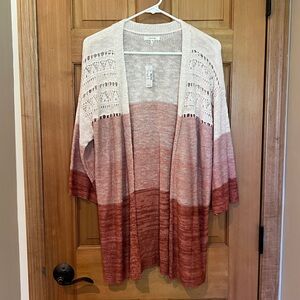 Maurices Cream and Pink Knit Cardigan